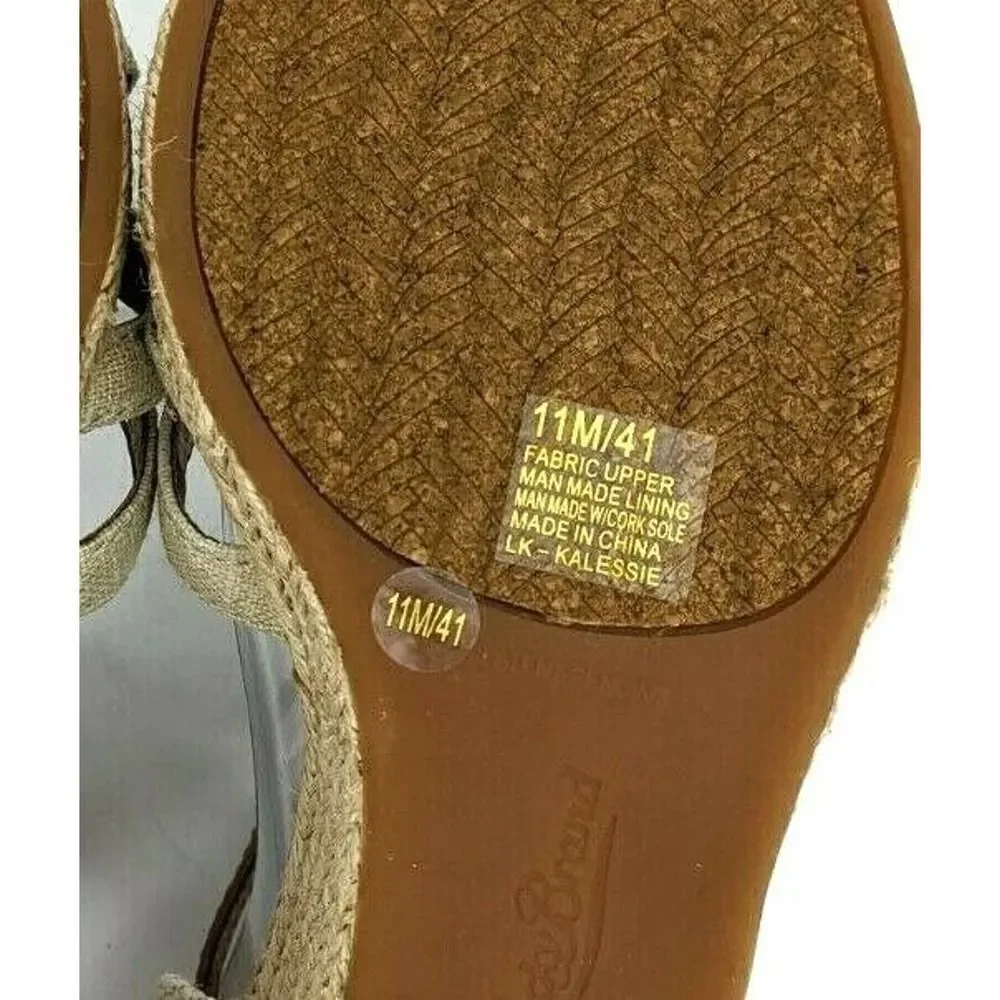 Lucky Brand Womens Jute Strappy Wedge Espadrille Sandal Size 11 Minimalist‎